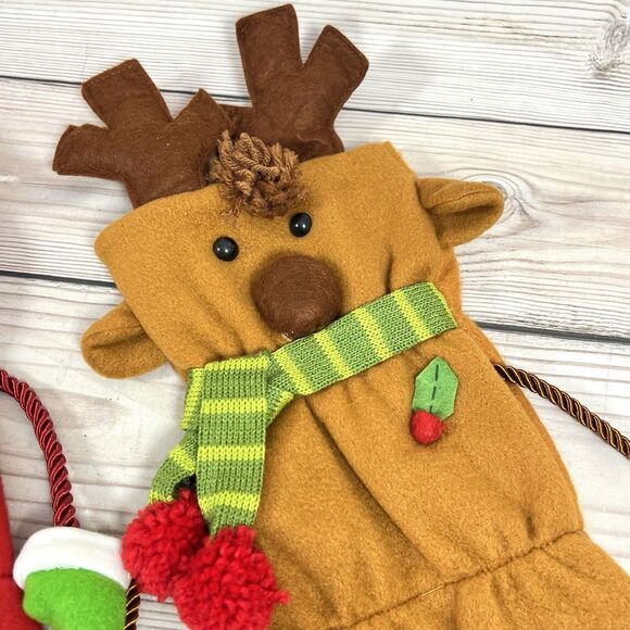 2x VTG Felt 3D Santa & Reindeer Christmas Stockings Handmade Holiday Hobby Lobby - Picture 4 of 12